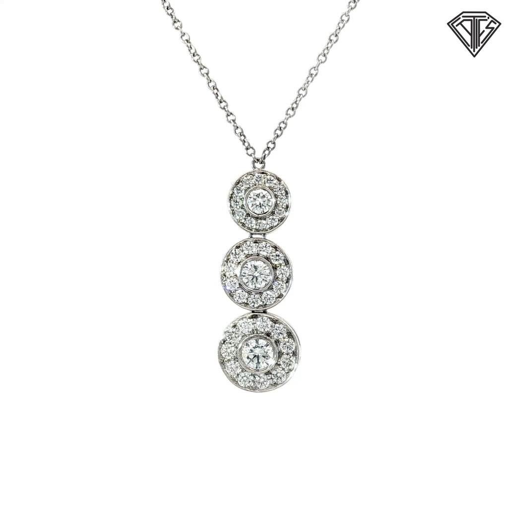 Pre-Loved Tiffany & Co. Platinum .55ct F VS1 Round Diamond Circlet Triple Drop Necklace 16"inch