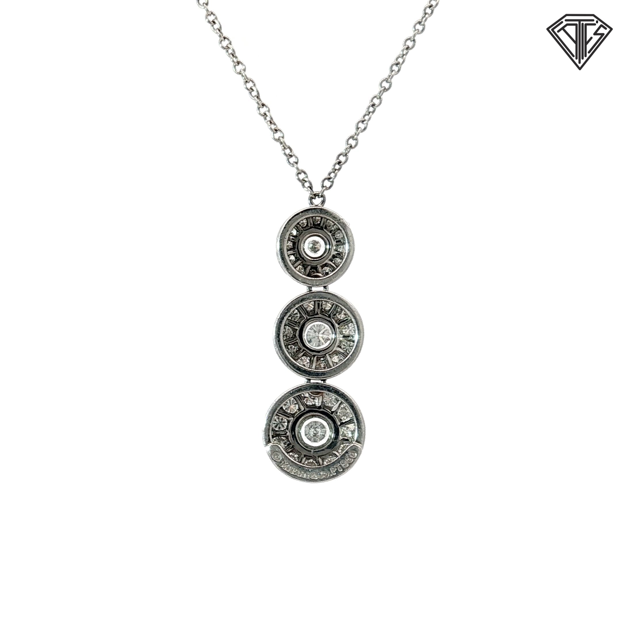 Pre-Loved Tiffany & Co. Platinum .55ct F VS1 Round Diamond Circlet Triple Drop Necklace 16"inch