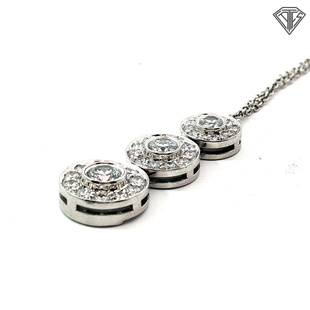 Pre-Loved Tiffany & Co. Platinum .55ct F VS1 Round Diamond Circlet Triple Drop Necklace 16"inch