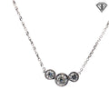 14k White Gold 1.00ct G SI1 Round Diamond (3) Stone Bezel Pendant