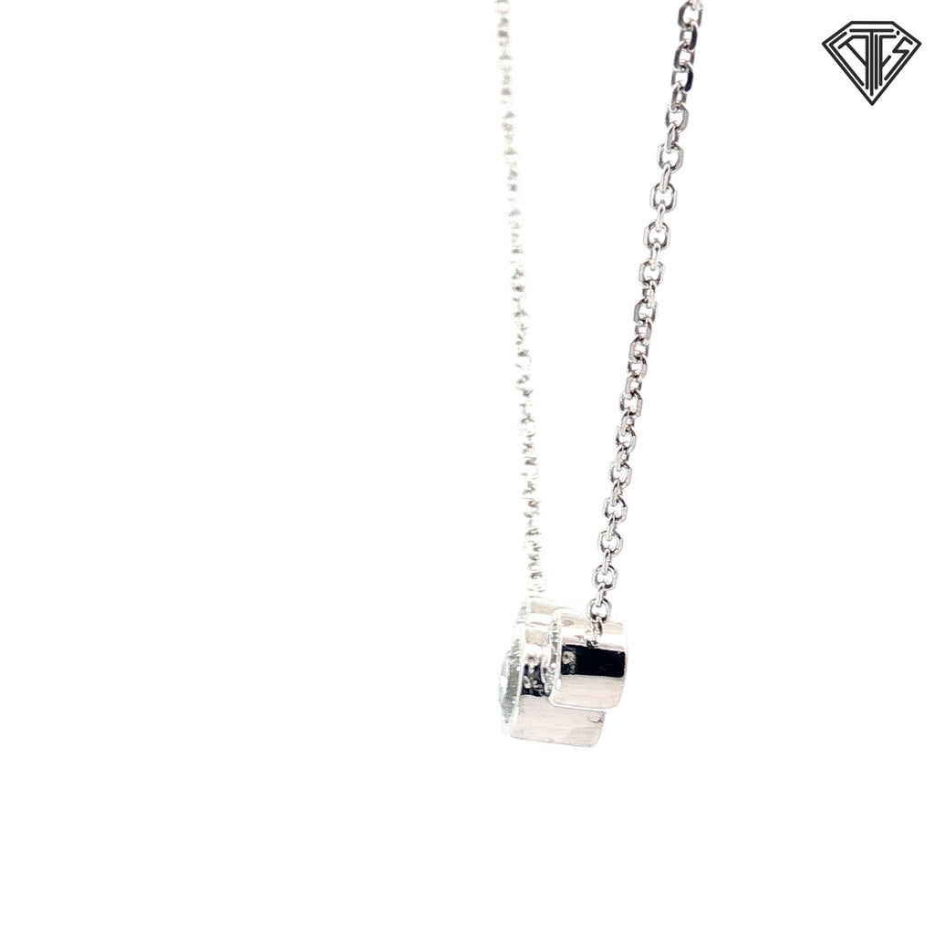 14k White Gold 1.00ct G SI1 Round Diamond (3) Stone Bezel Pendant