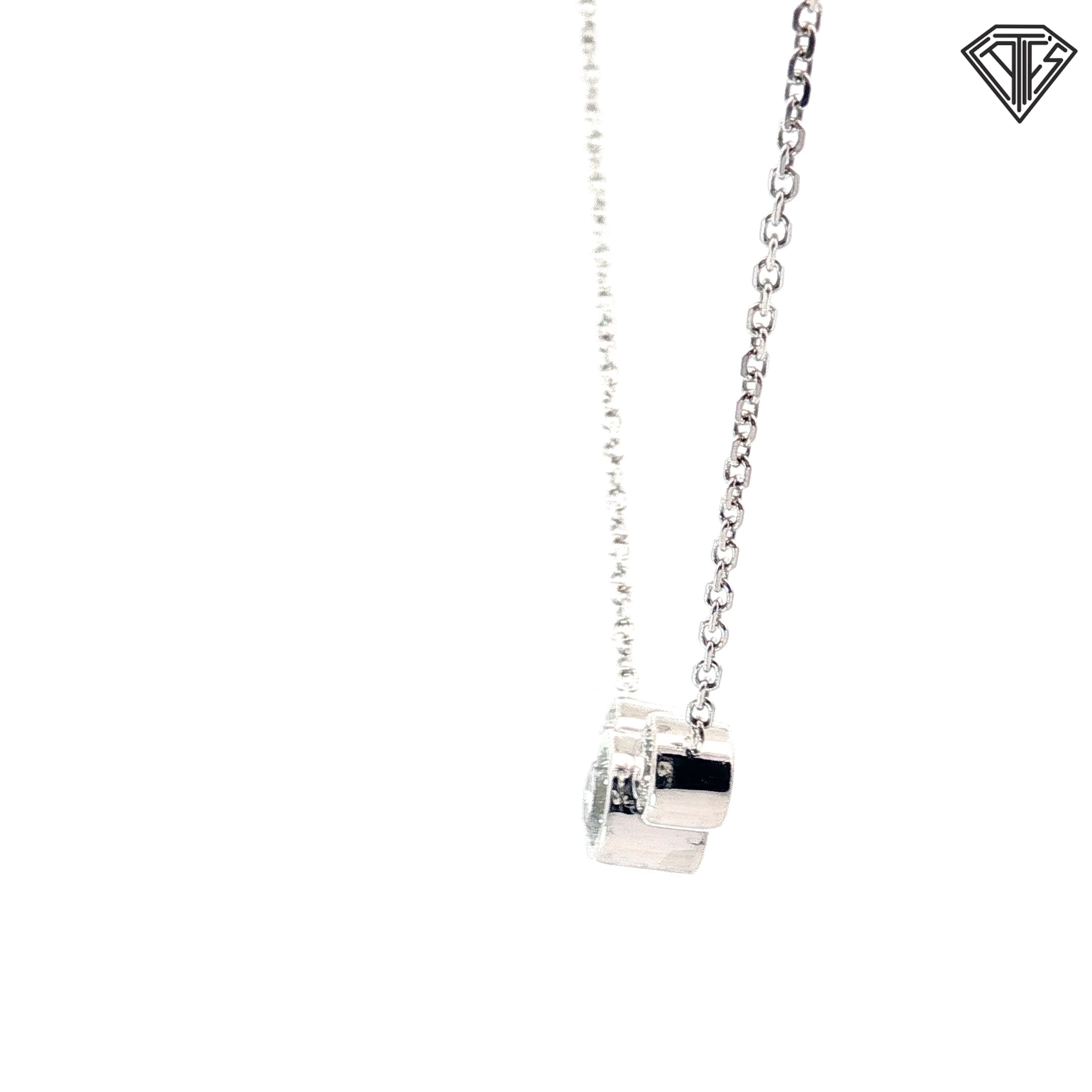 14k White Gold 1.00ct G SI1 Round Diamond (3) Stone Bezel Pendant