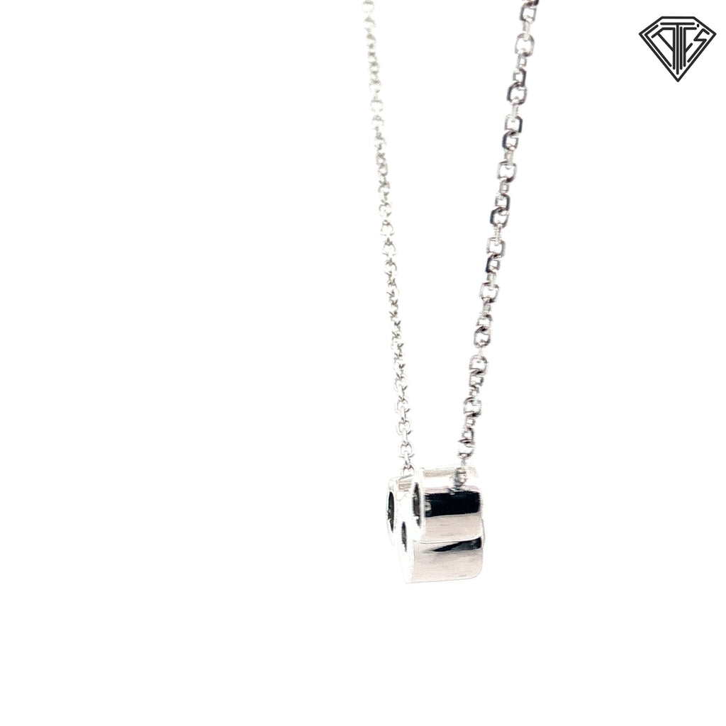 14k White Gold 1.00ct G SI1 Round Diamond (3) Stone Bezel Pendant