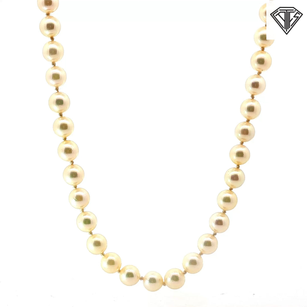 14k Yellow Gold Cultured Pearl Strand Necklace 6mm 18 inch