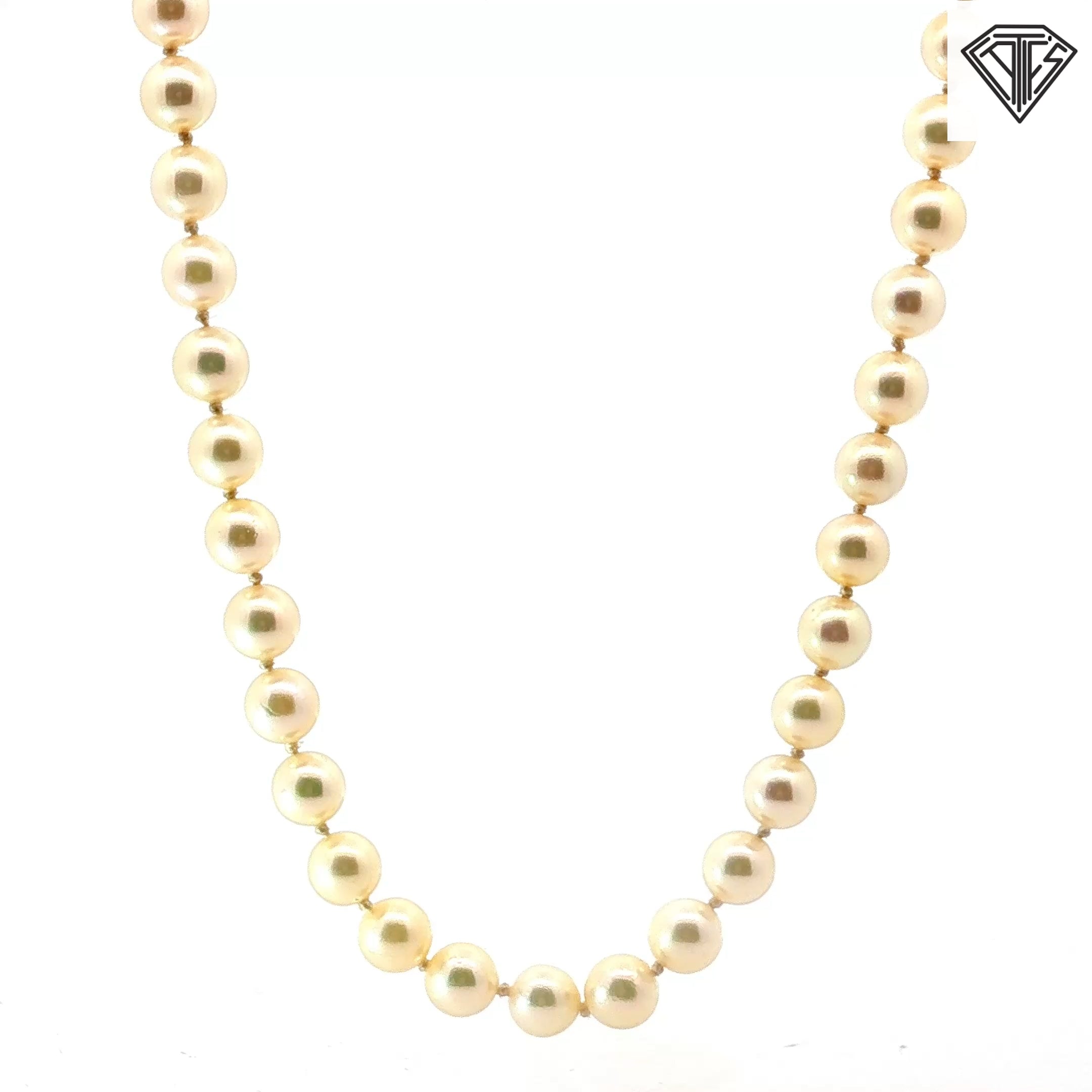 14k Yellow Gold Cultured Pearl Strand Necklace 6mm 18 inch