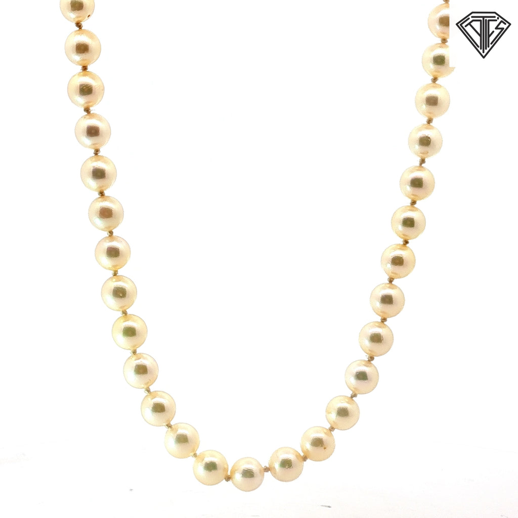 14k Yellow Gold Cultured Pearl Strand Necklace 6mm 18 inch