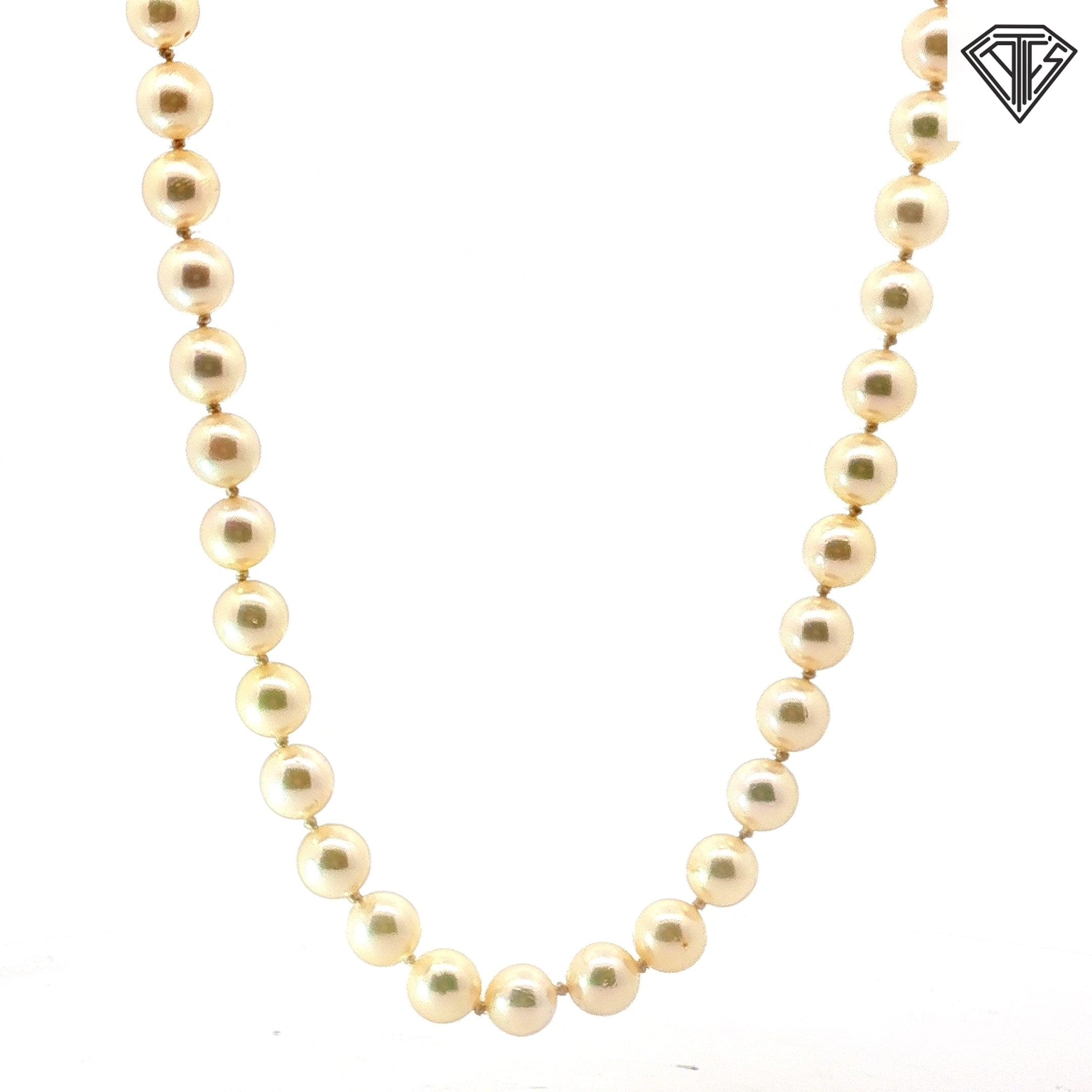 14k Yellow Gold Cultured Pearl Strand Necklace 6mm 18 inch