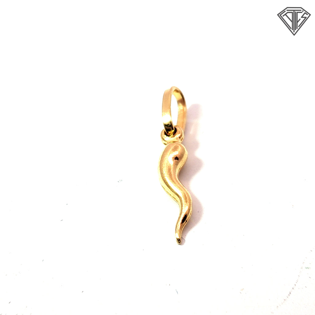 18k Yellow Gold Italian Horn Charm 0.5 gram