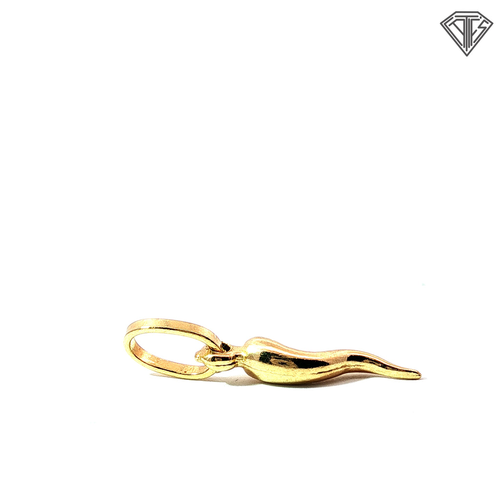 18k Yellow Gold Italian Horn Charm 0.5 gram
