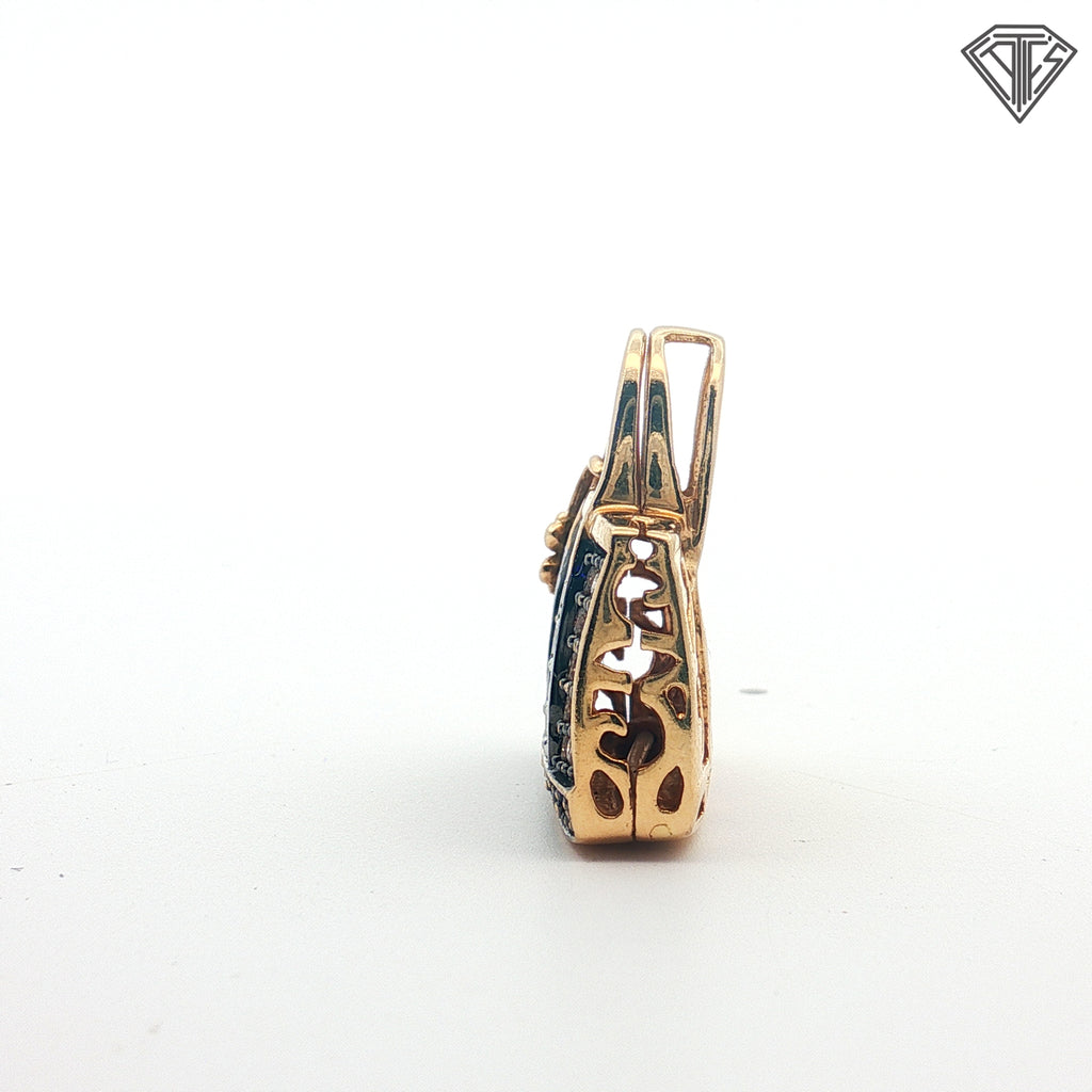 14k Yellow Gold .60ct Round Chocolate Diamond Purse Pendant 5.7 gram