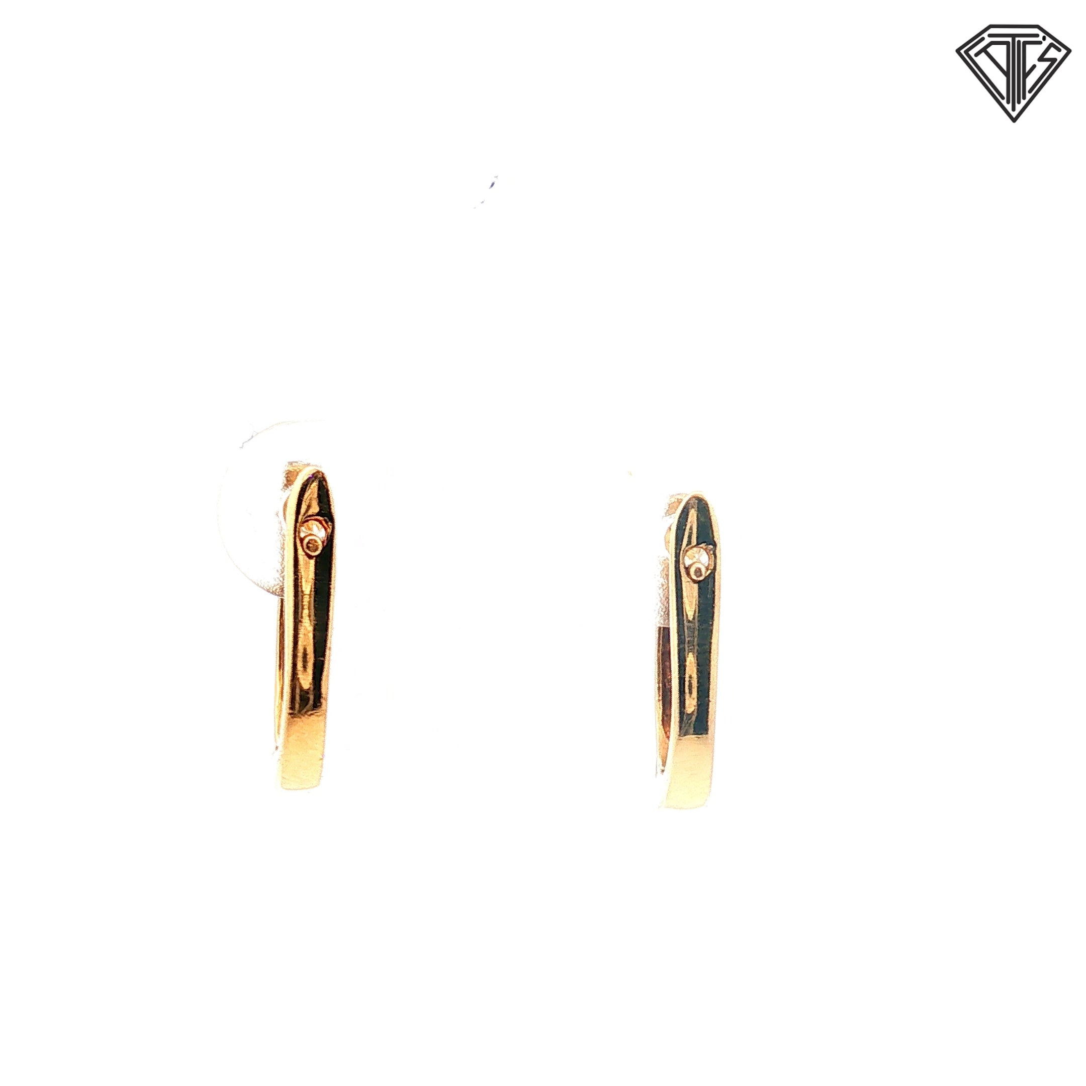 14k Two Tone (2) Round Diamond Accent Oval Shape Huggies 2 gram 1/2"inch