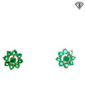 14k Yellow Gold 3.00ct Colombian Round Emerald Flower Earrings