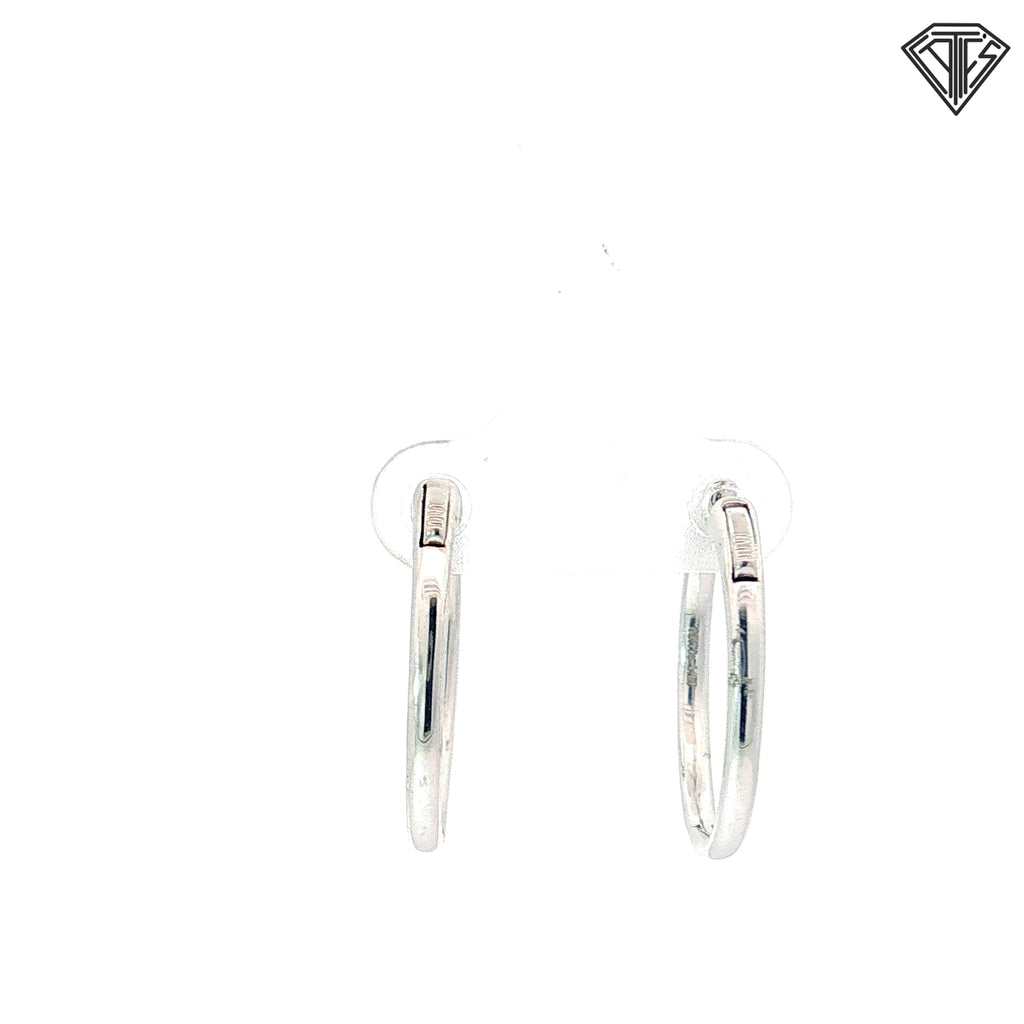 14k White Gold .50ct G VS2 Round Diamond Inside/Out Hoop Earrings 1"inch 2mm wide