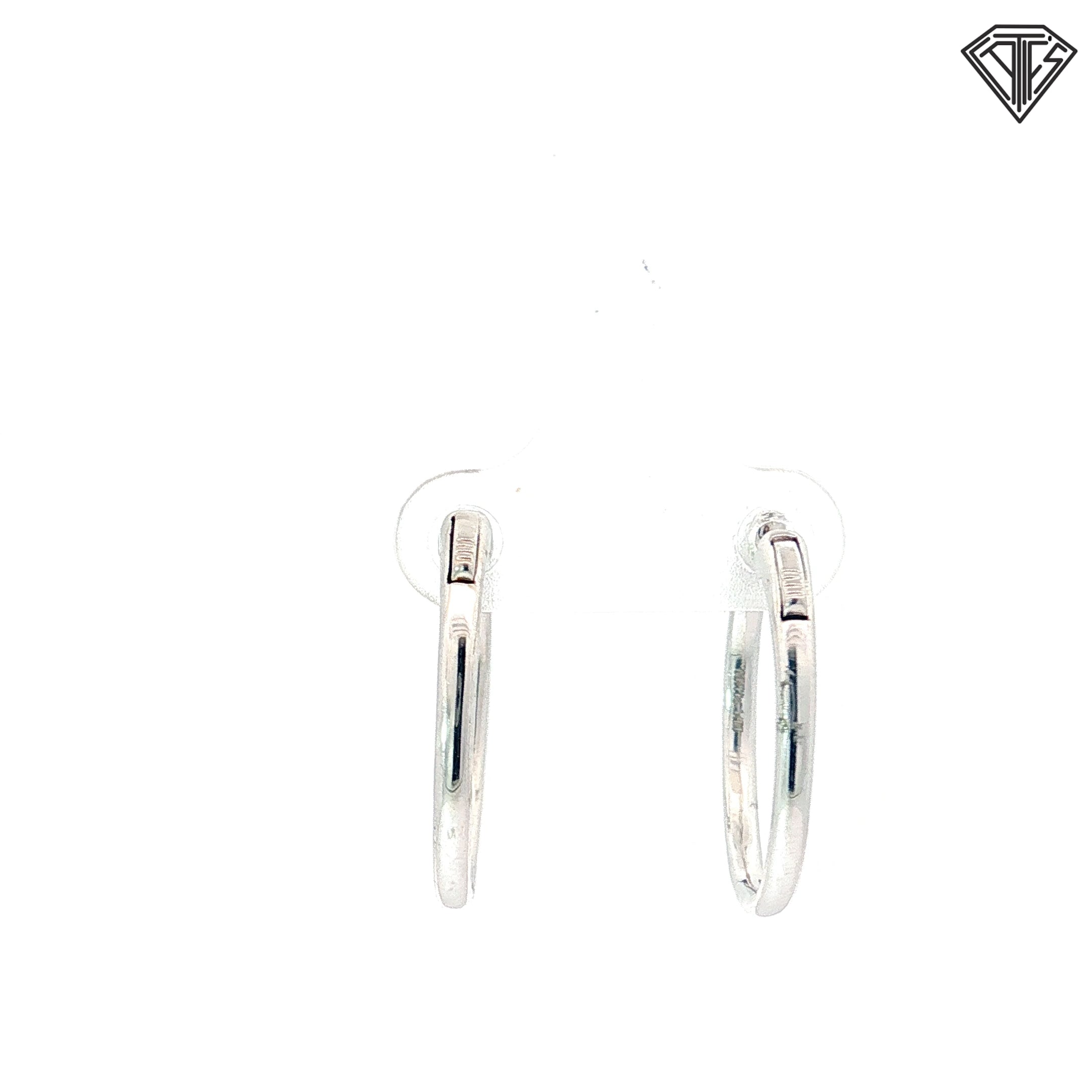 14k White Gold .50ct G VS2 Round Diamond Inside/Out Hoop Earrings 1"inch 2mm wide