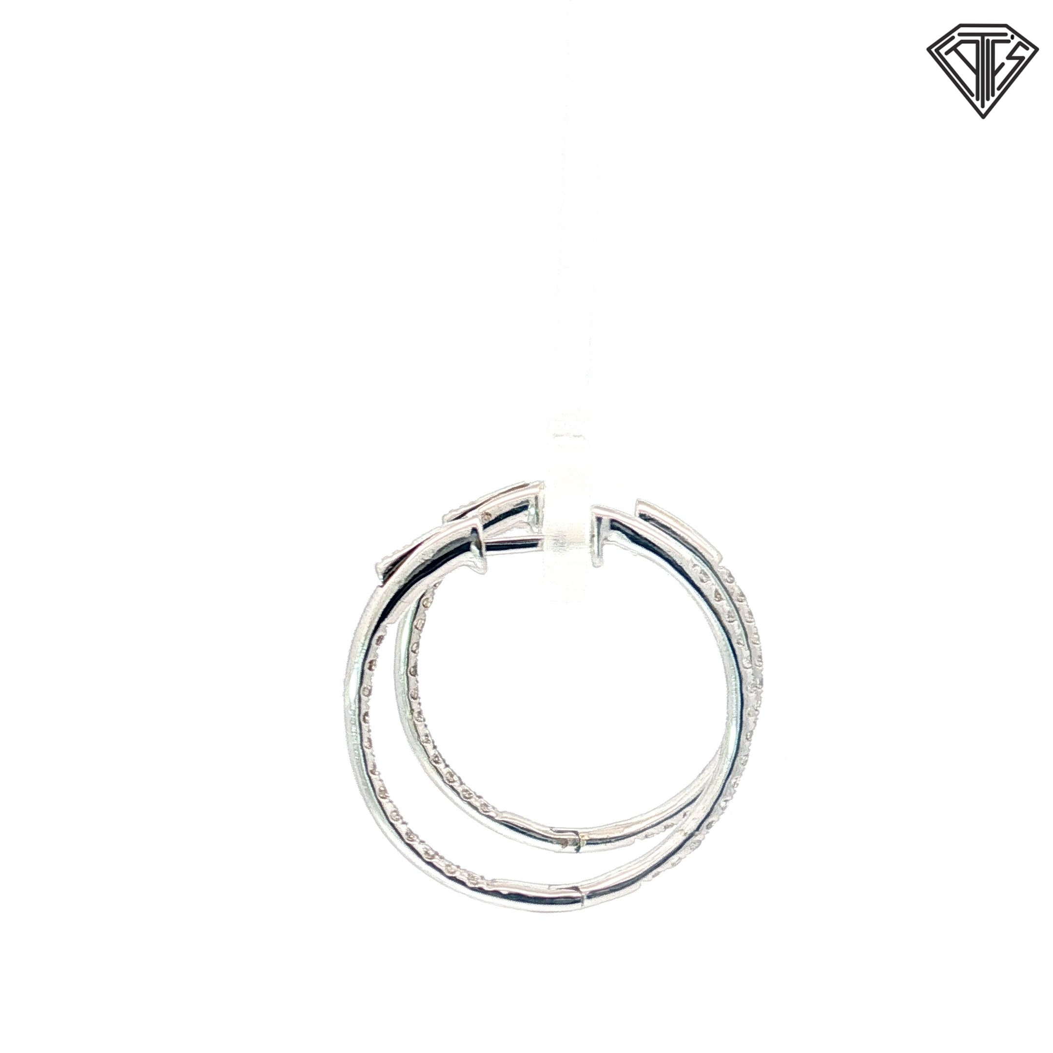 14k White Gold .50ct G VS2 Round Diamond Inside/Out Hoop Earrings 1"inch 2mm wide