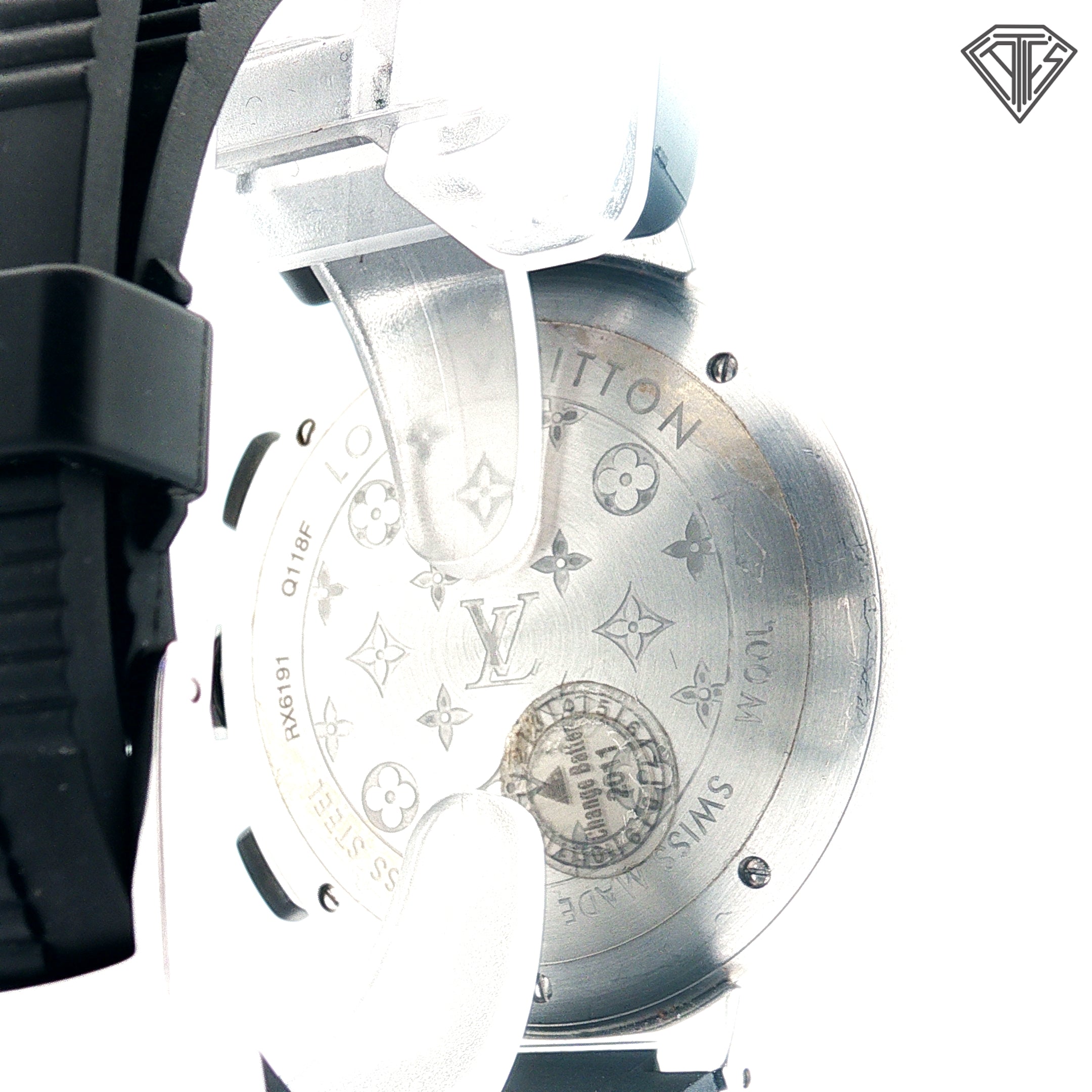 Pre-Loved Louis Vuitton Tambour Black Digital Watch 41mm /Black Rubber Strap/ Sapphire Crystal /Arabic Numeral/ Quartz