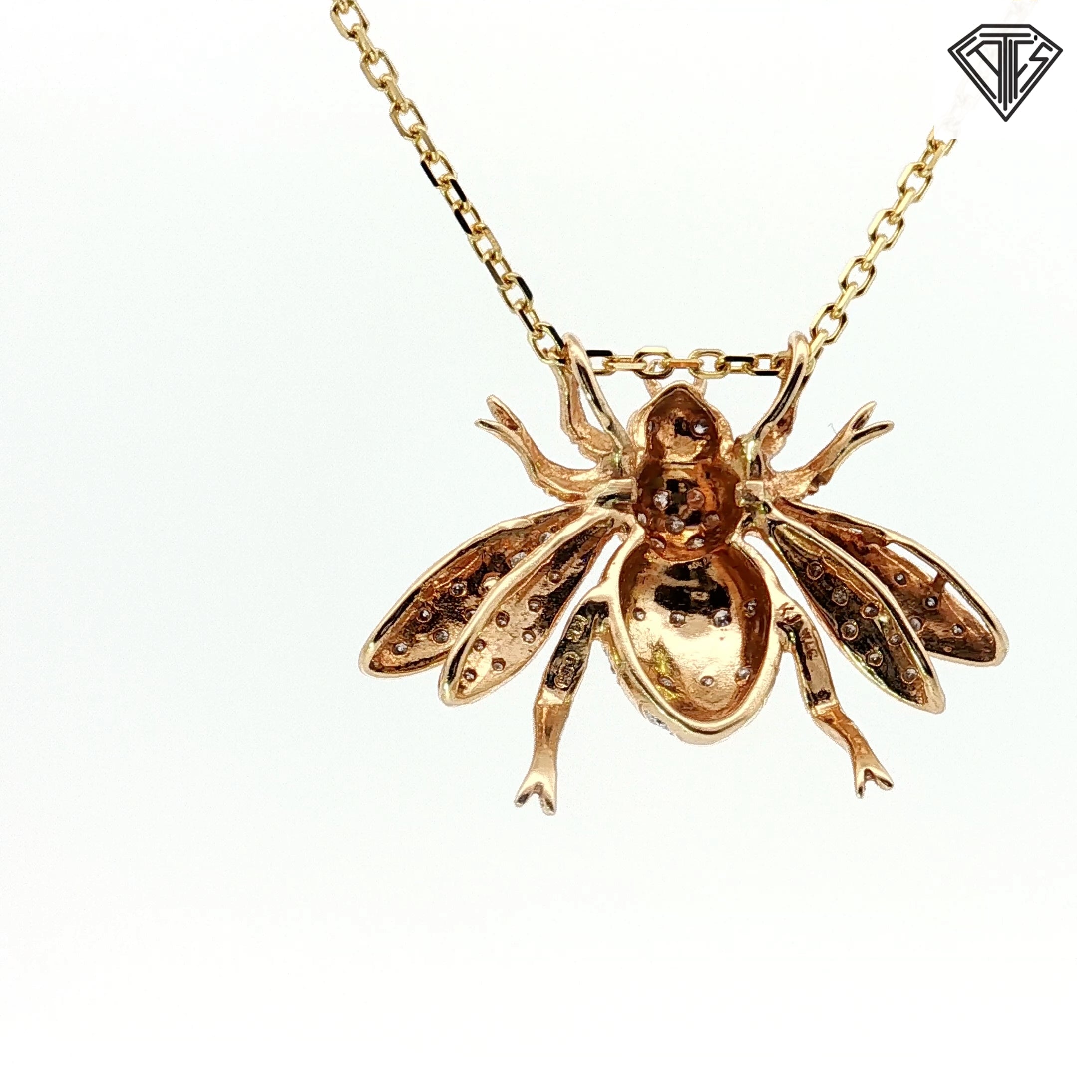 14k Yellow Gold .50ct G SI1 Round Diamond Queen Bee Pendant