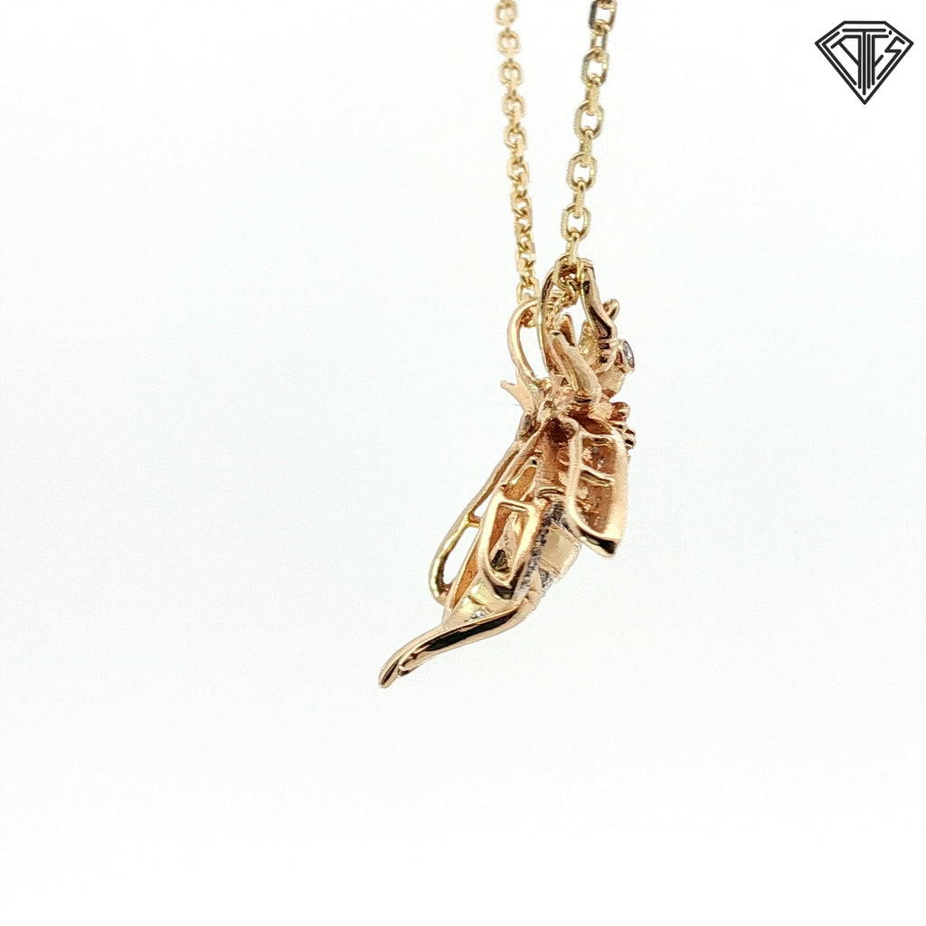 14k Yellow Gold .50ct G SI1 Round Diamond Queen Bee Pendant