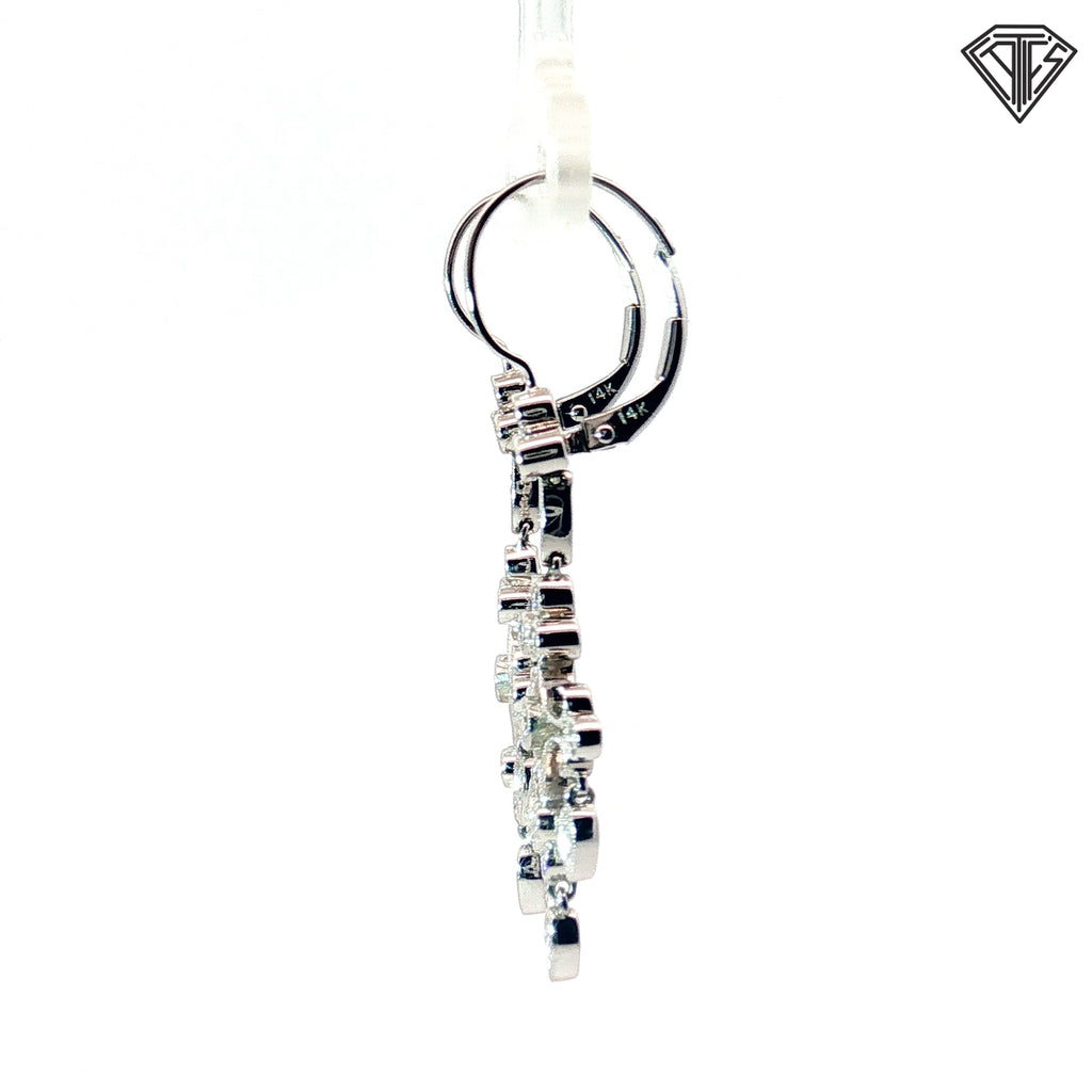 14k White Gold .30ct G SI1 Round Diamond Drop Chandelier Earrings
