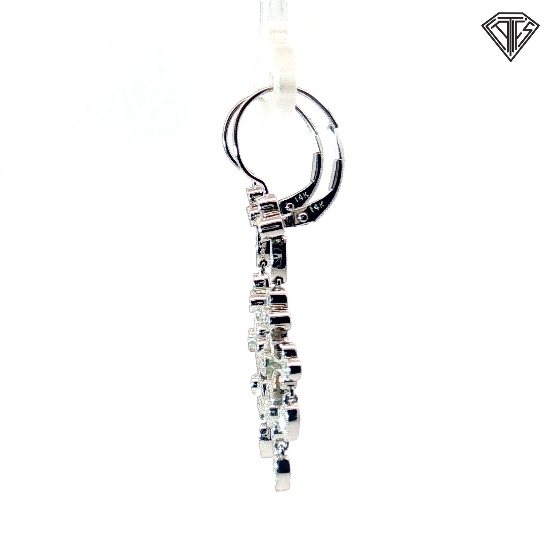 14k White Gold .30ct G SI1 Round Diamond Drop Chandelier Earrings