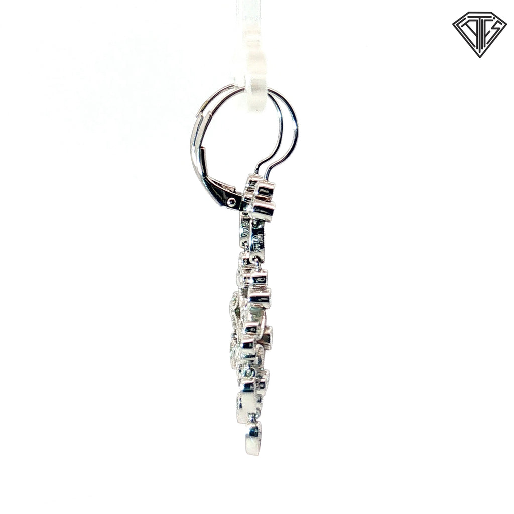 14k White Gold .30ct G SI1 Round Diamond Drop Chandelier Earrings