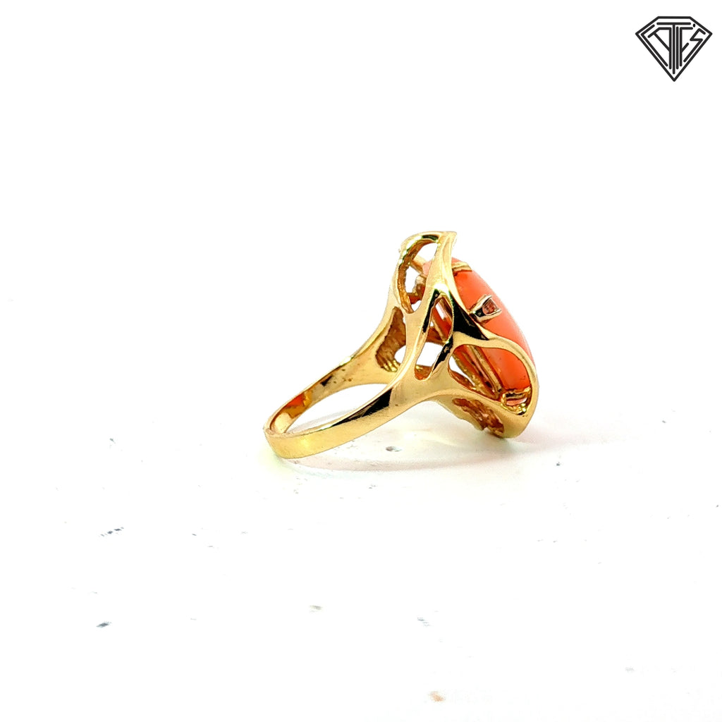 18k Yellow Gold Citrine / Baguette Diamond Contemporary Ring 10.7 gram Size 7