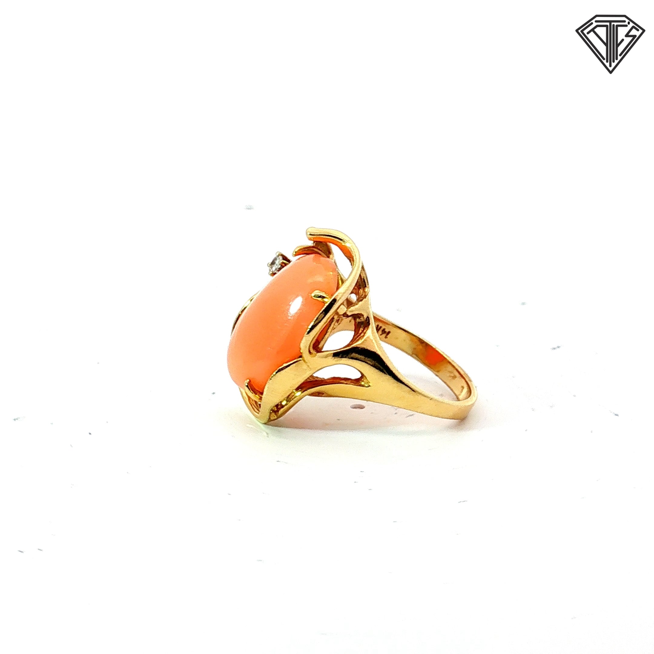18k Yellow Gold Citrine / Baguette Diamond Contemporary Ring 10.7 gram Size 7