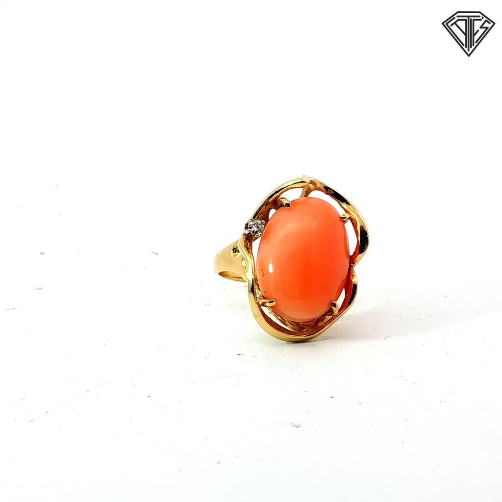 18k Yellow Gold Citrine / Baguette Diamond Contemporary Ring 10.7 gram Size 7