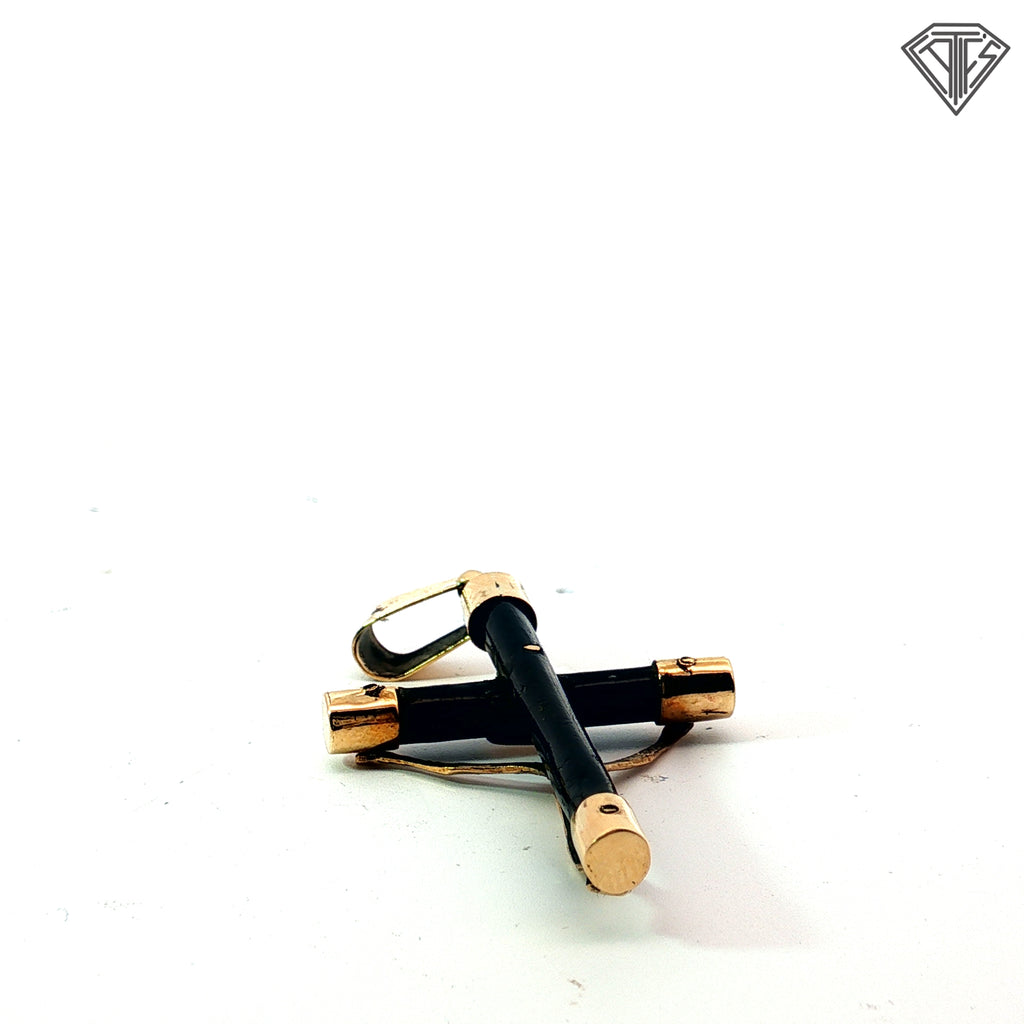 14k Yellow Gold Onyx Crucifix Cross Pendant