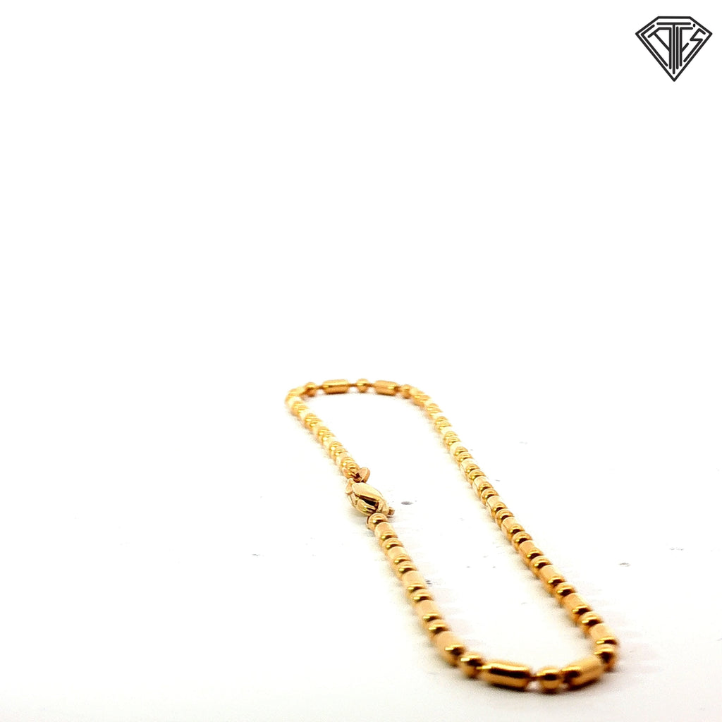 14k Yellow Gold Beaded Anklet Bracelet 10"inch