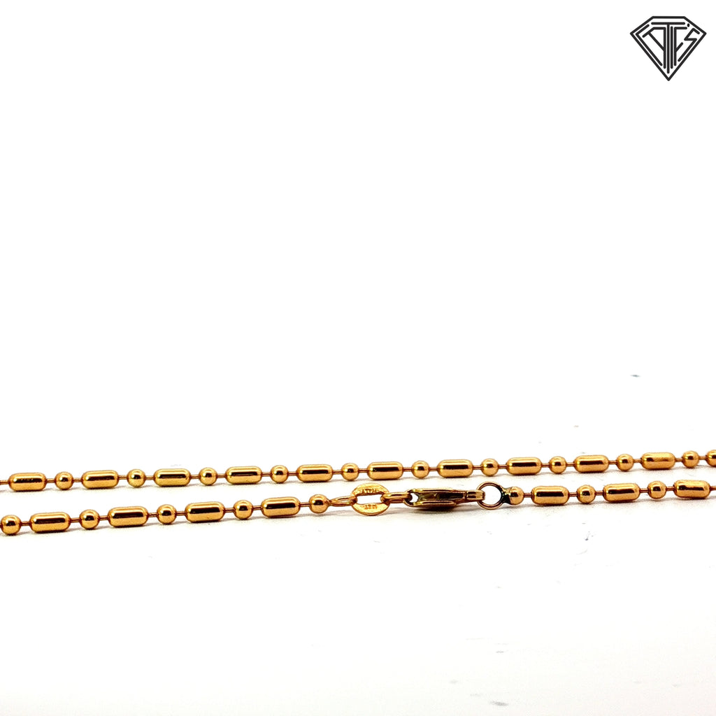14k Yellow Gold Beaded Anklet Bracelet 10"inch