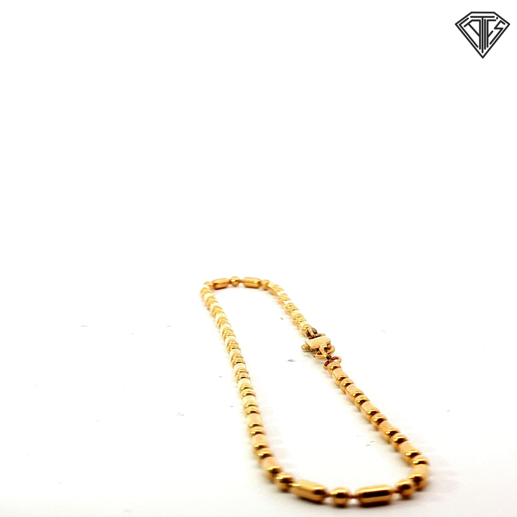 14k Yellow Gold Beaded Anklet Bracelet 10"inch