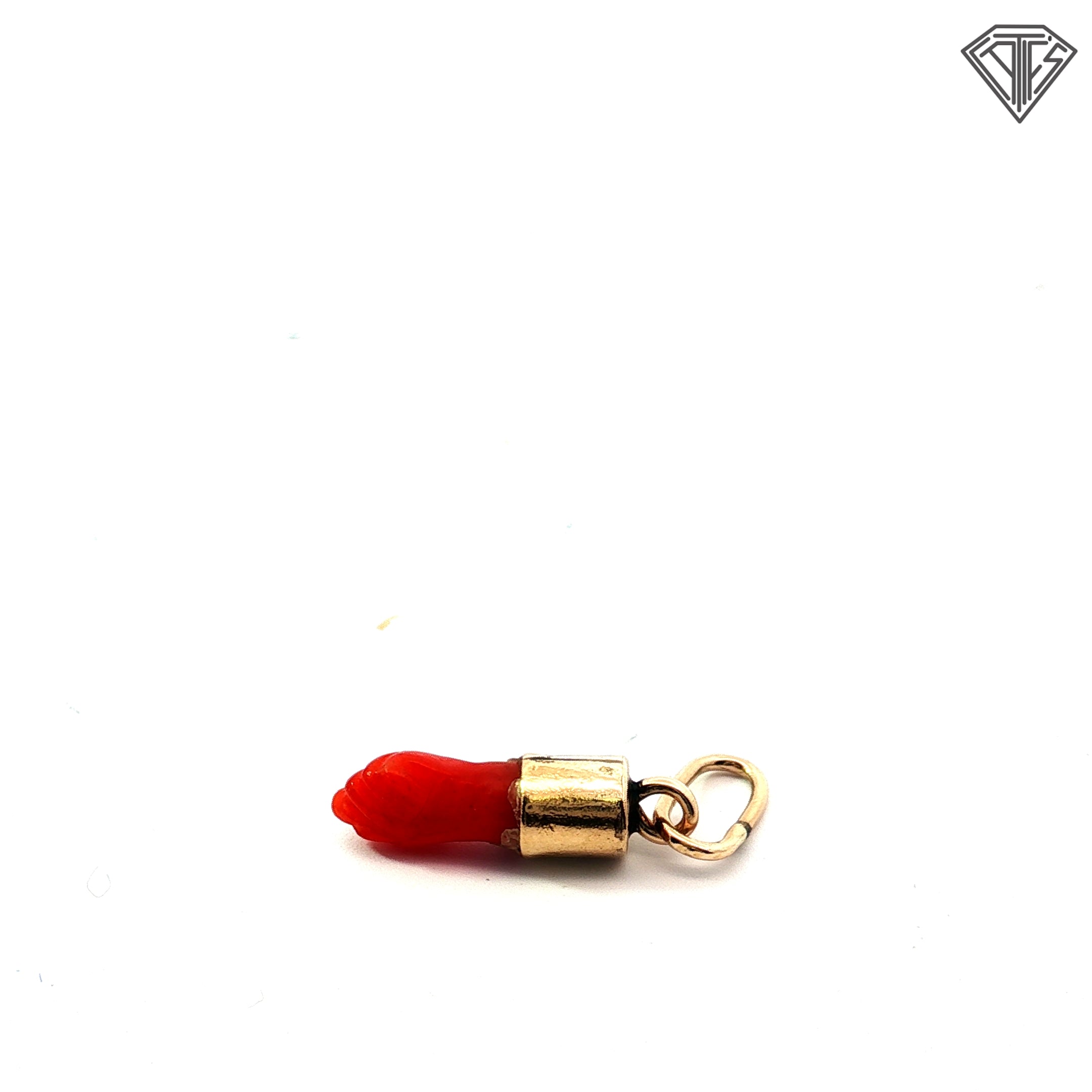 14k Yellow Gold Coral Azabachi Charm