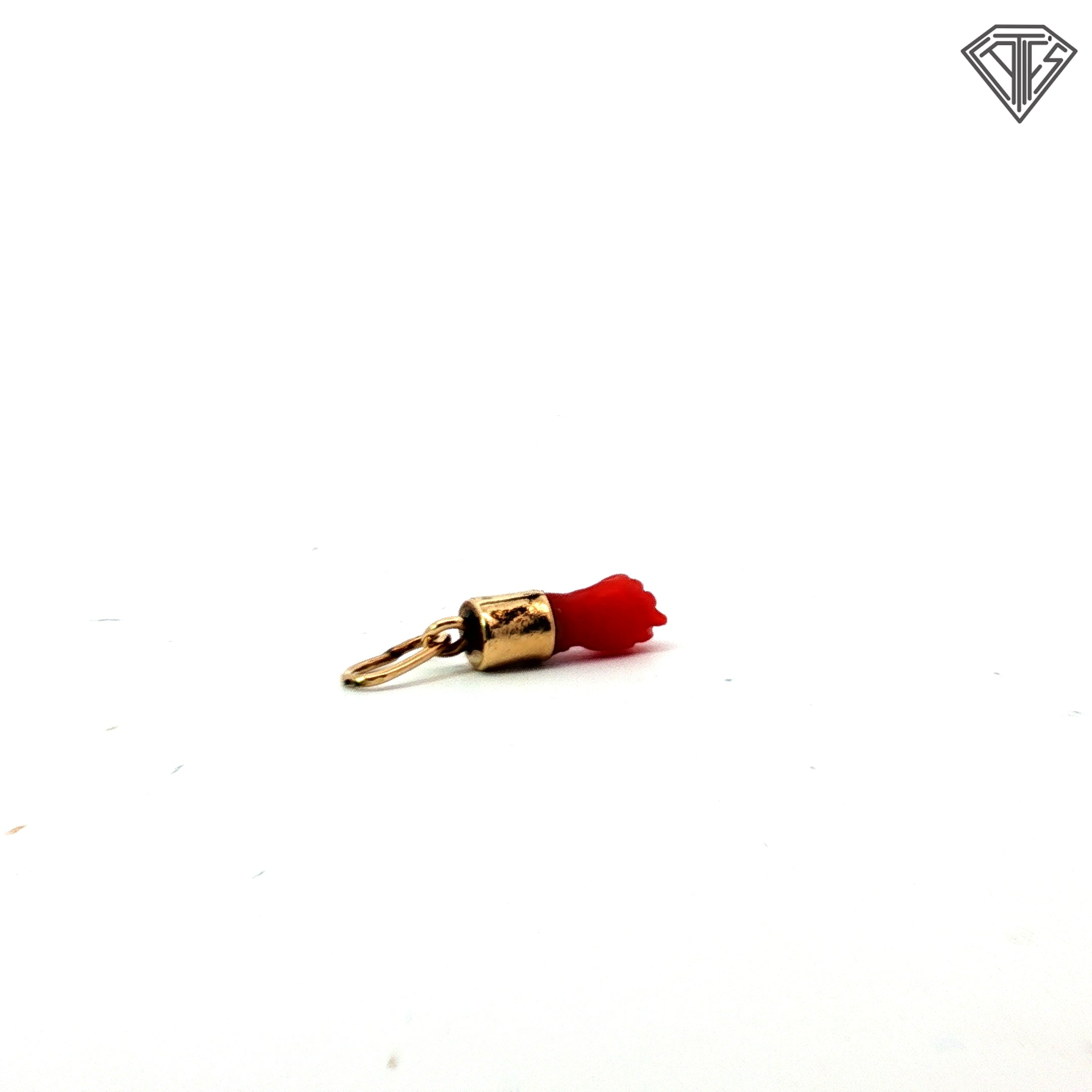 14k Yellow Gold Coral Azabachi Charm