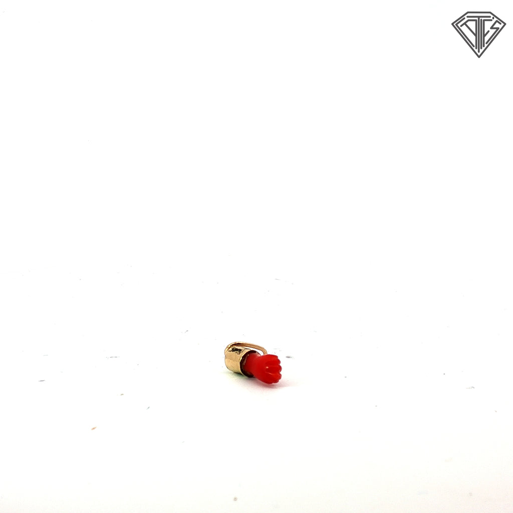 14k Yellow Gold Coral Azabachi Charm