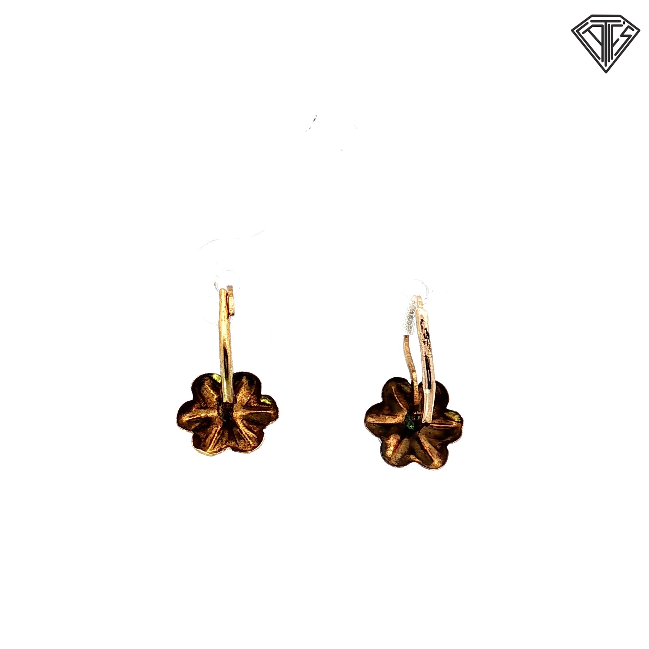 14k Yellow Gold Turquoise Lever Back Earrings