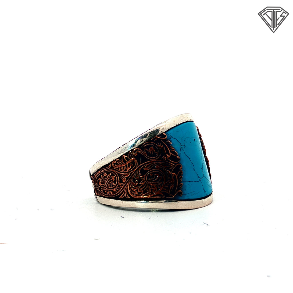 Pre-loved Otto Curved Sterling Silver with Turquoise Ring Size 9