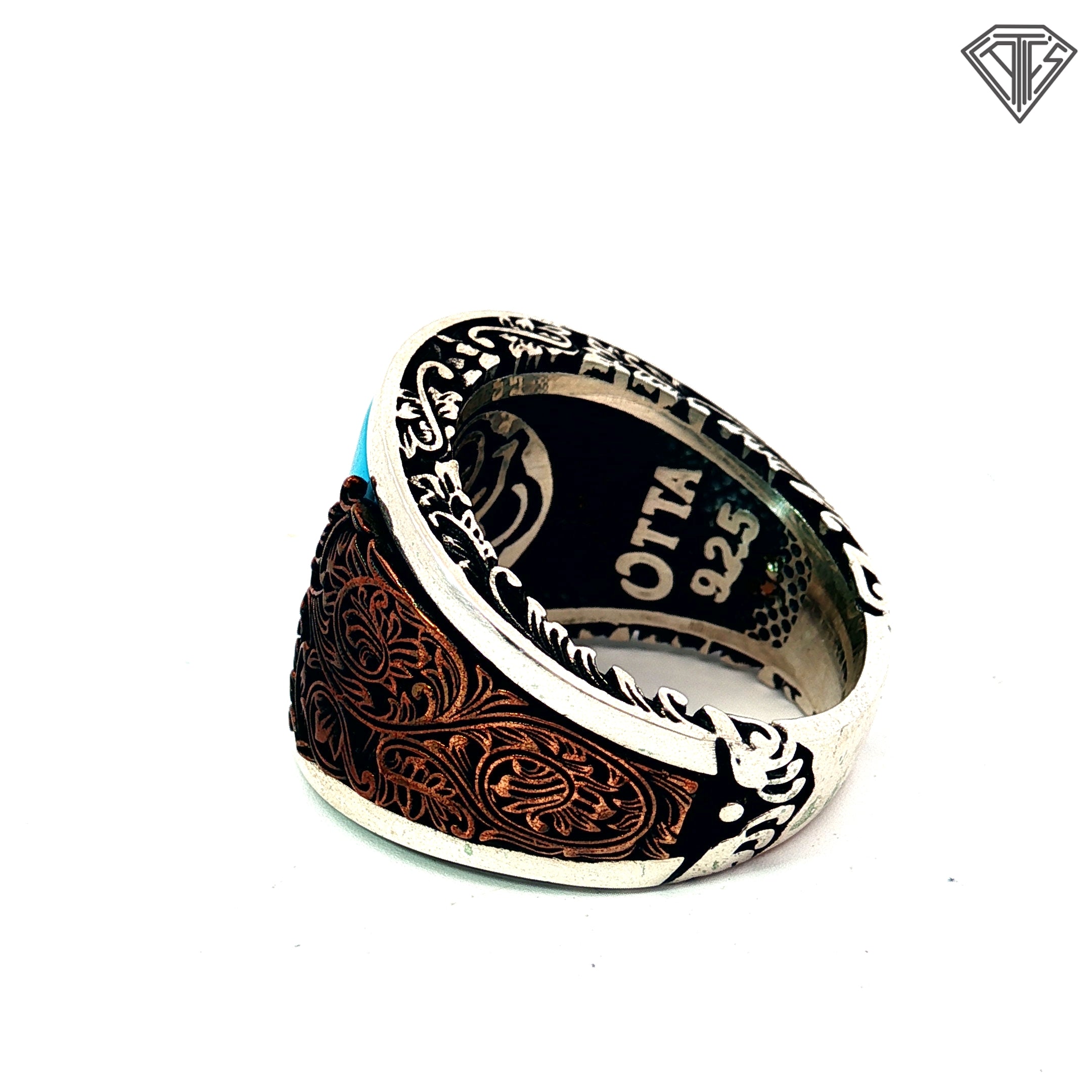 Pre-loved Otto Curved Sterling Silver with Turquoise Ring Size 9