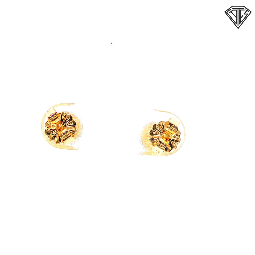 14k Yellow Gold Satin Ball Stud Earrings 1.2 gram