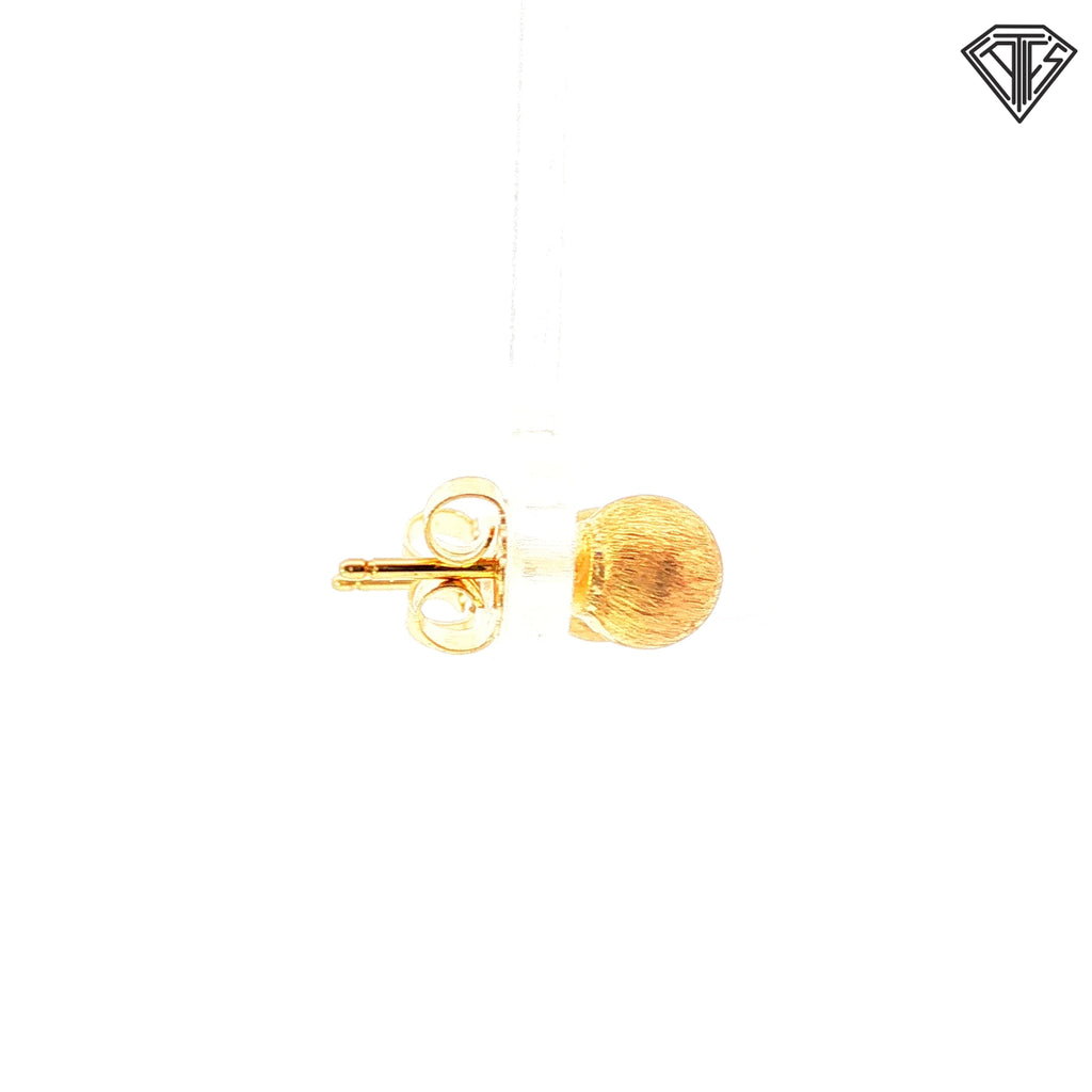 14k Yellow Gold Satin Ball Stud Earrings 1.2 gram