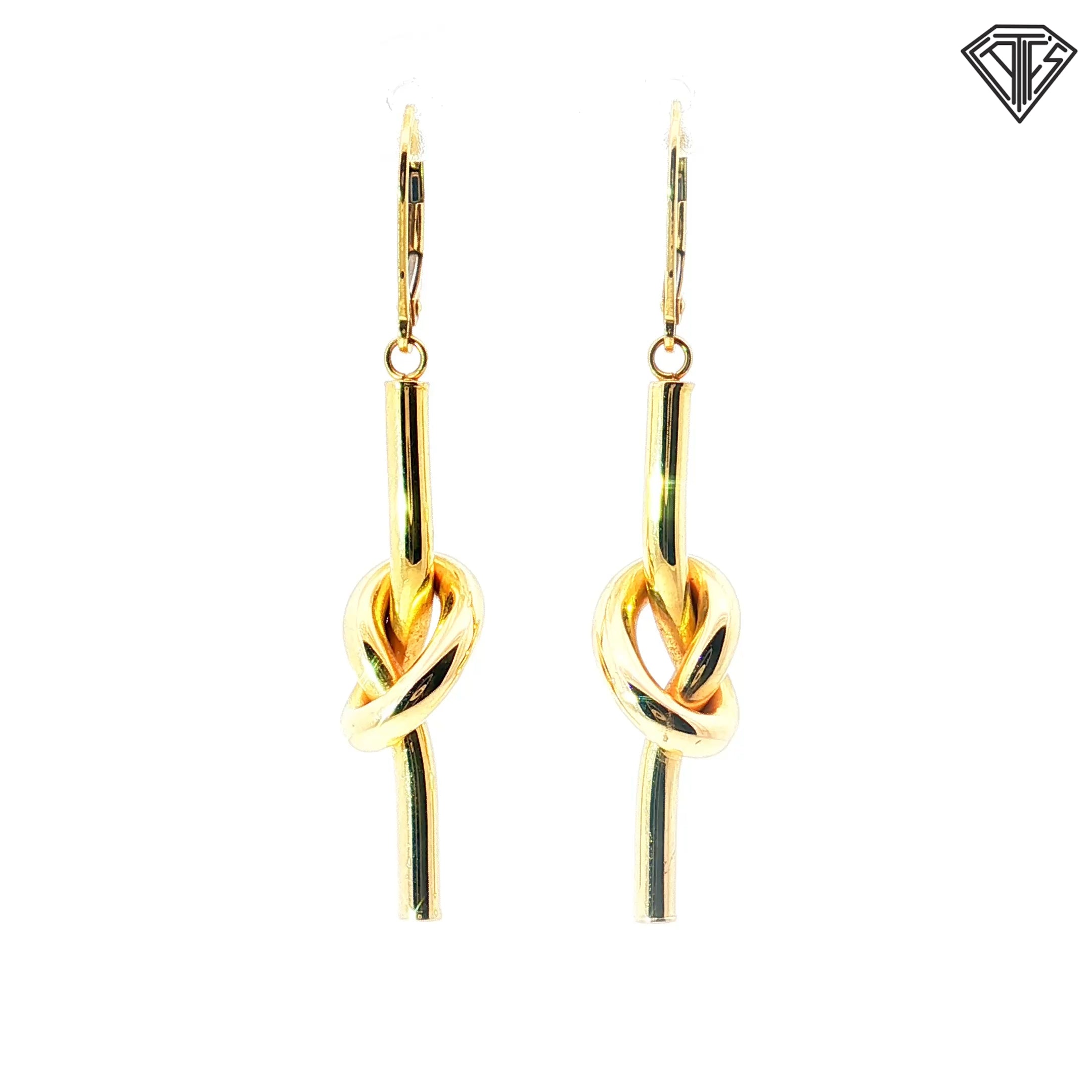 14k Yellow Gold Love Knot Drop Earrings 2.6 gram