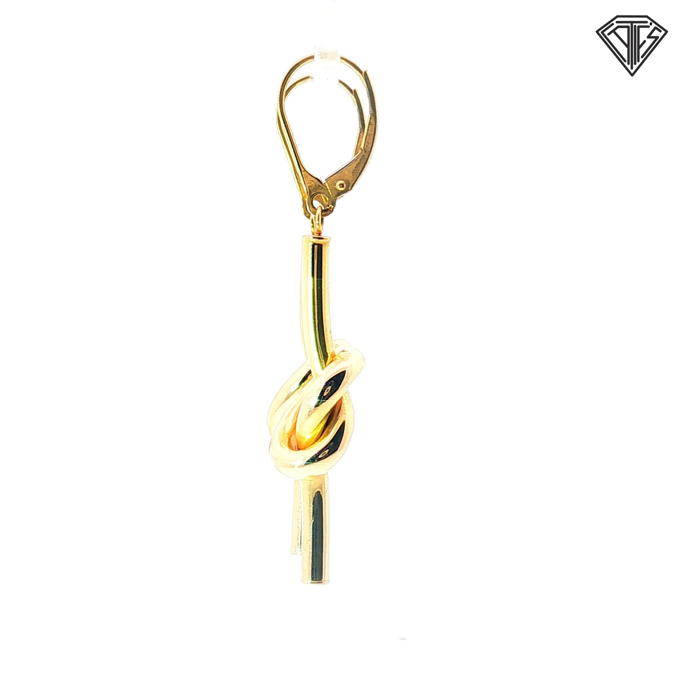 14k Yellow Gold Love Knot Drop Earrings 2.6 gram