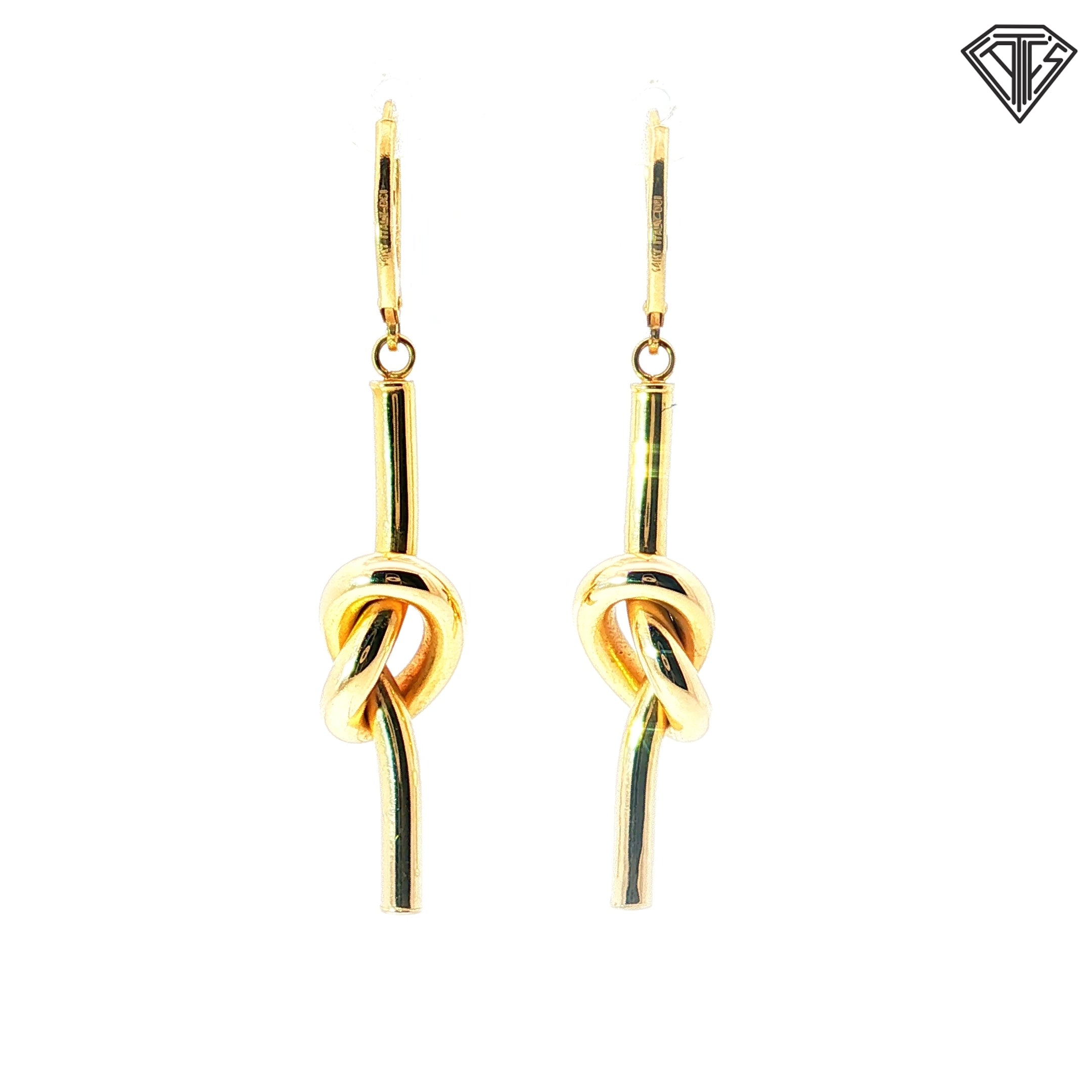 14k Yellow Gold Love Knot Drop Earrings 2.6 gram