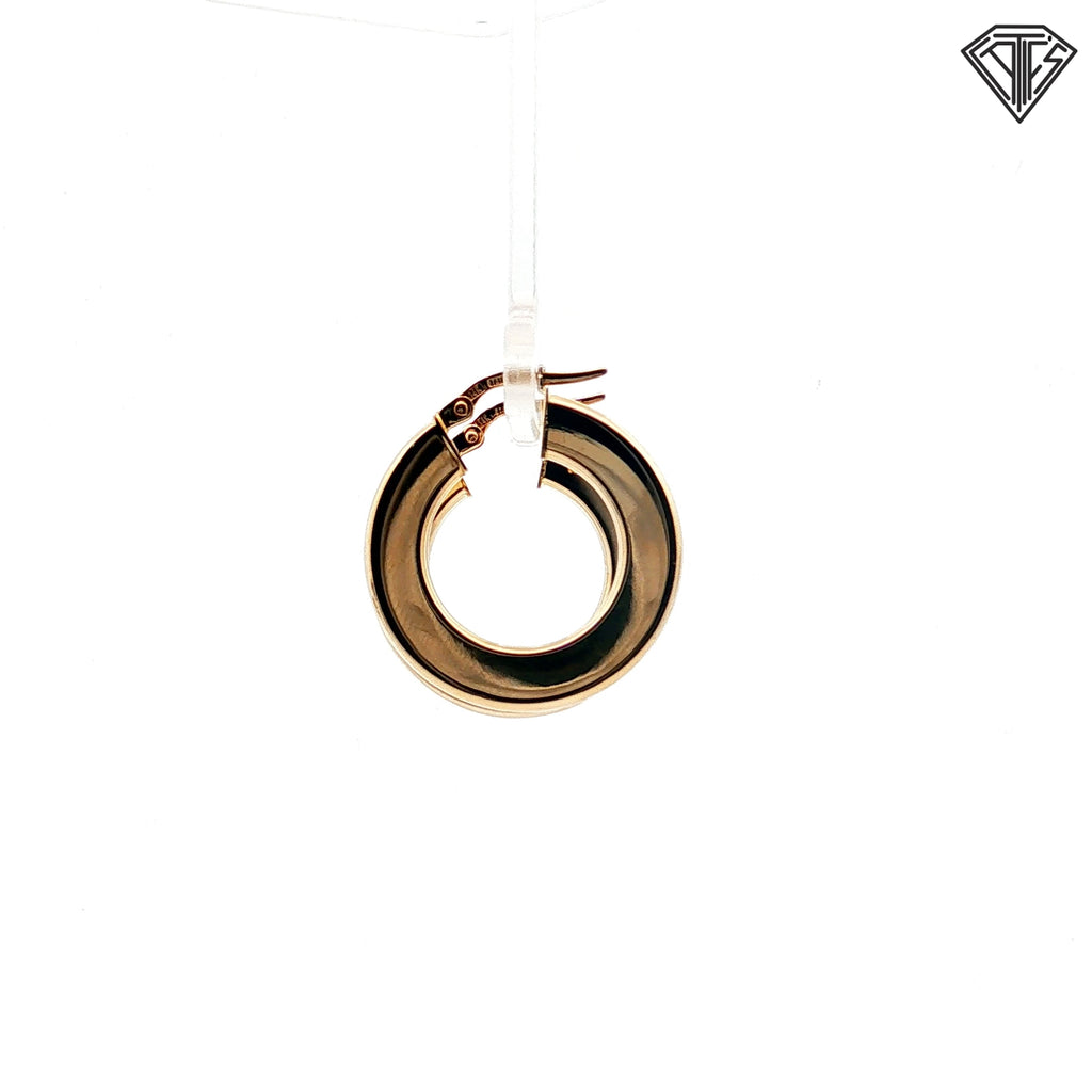 14k Yellow Gold Flat-Edge Tube Wide Polished Hoop Earrings 3.1 gram