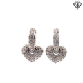 14k White Gold 1.50ct H VS2 Round Diamond Huggies/ Puffed Heart Charm Earrings