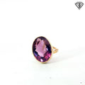 14k Yellow Gold Vintage Oval Amethyst Solitaire Ring Size 5