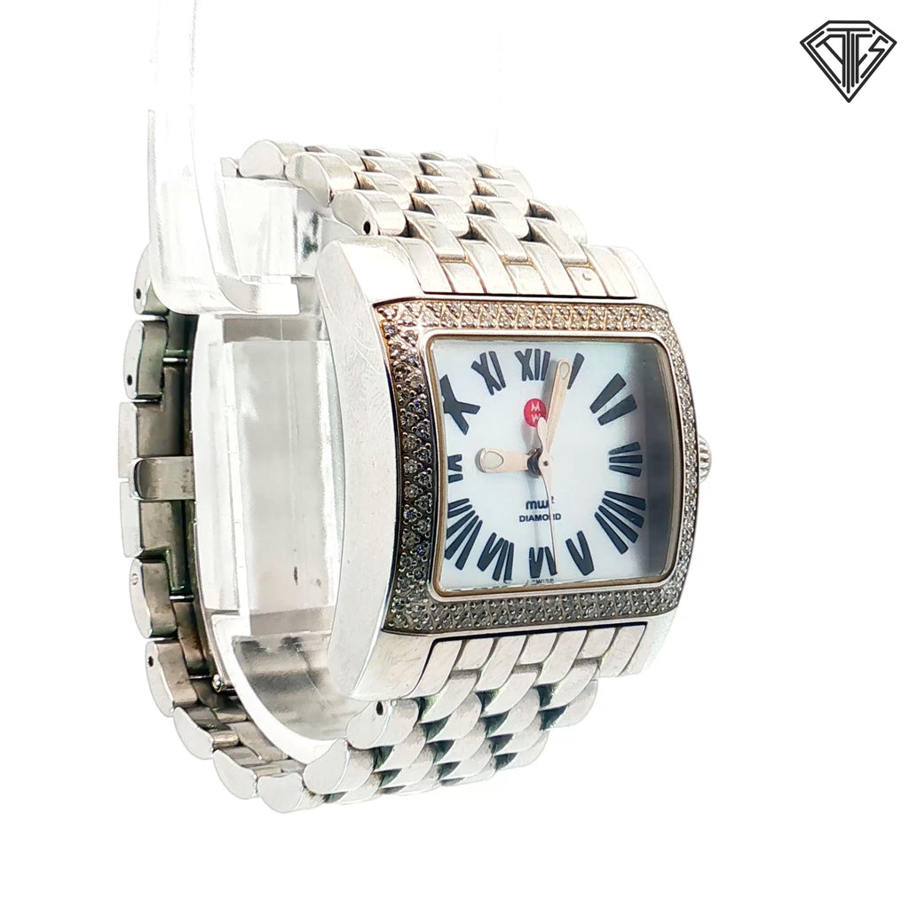 Pre-loved Michele Deco MV2 / Mother of Pearl Dial / Steel/ Quartz/ Sapphire Crystal/ Roman Numerals/ 35mmx 27mm / 6" Wrist or Smaller Watch