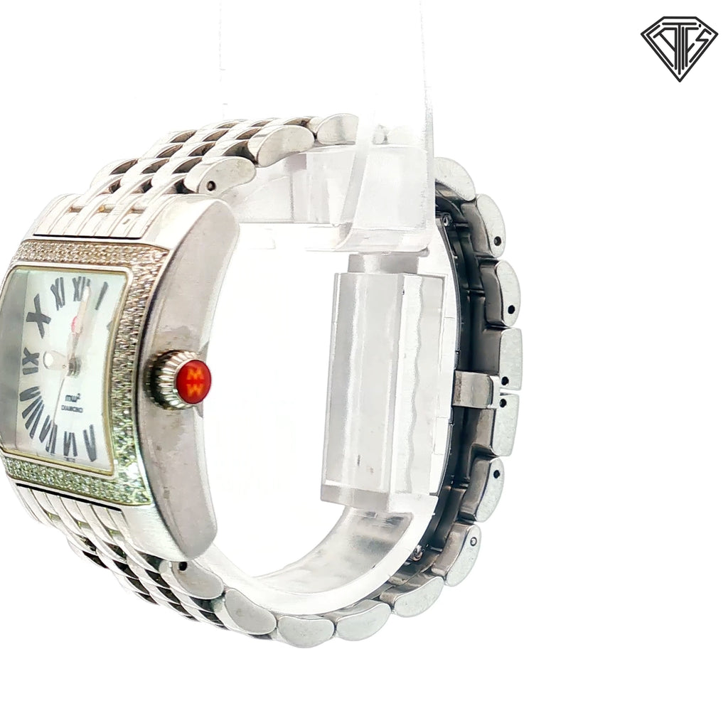 Pre-loved Michele Deco MV2 / Mother of Pearl Dial / Steel/ Quartz/ Sapphire Crystal/ Roman Numerals/ 35mmx 27mm / 6" Wrist or Smaller Watch