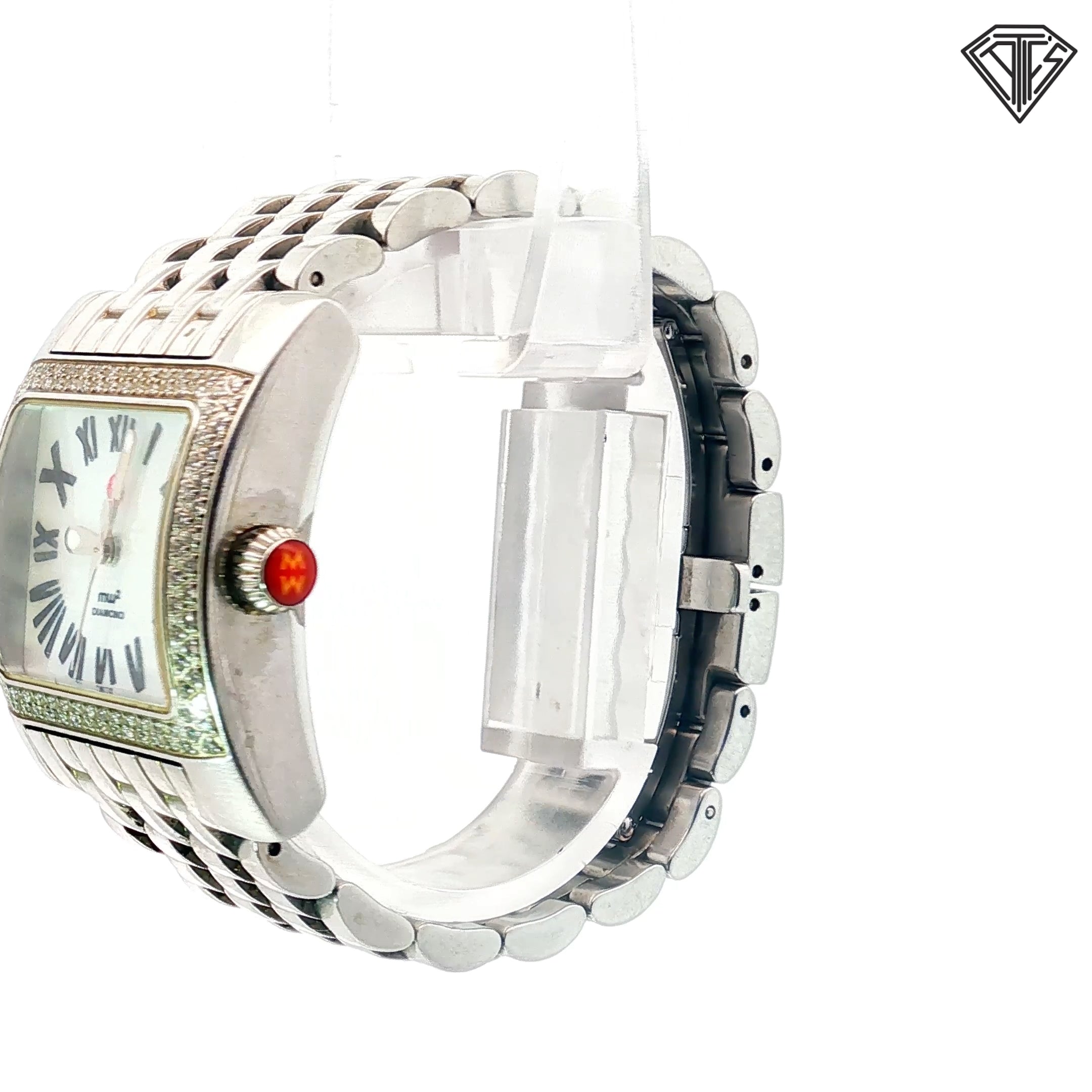 Pre-loved Michele Deco MV2 / Mother of Pearl Dial / Steel/ Quartz/ Sapphire Crystal/ Roman Numerals/ 35mmx 27mm / 6" Wrist or Smaller Watch