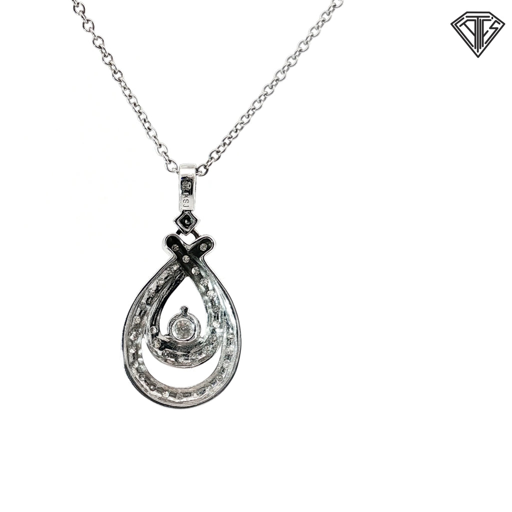 14k White Gold .50ct G VS2 Round Diamond Ribbon Pendant